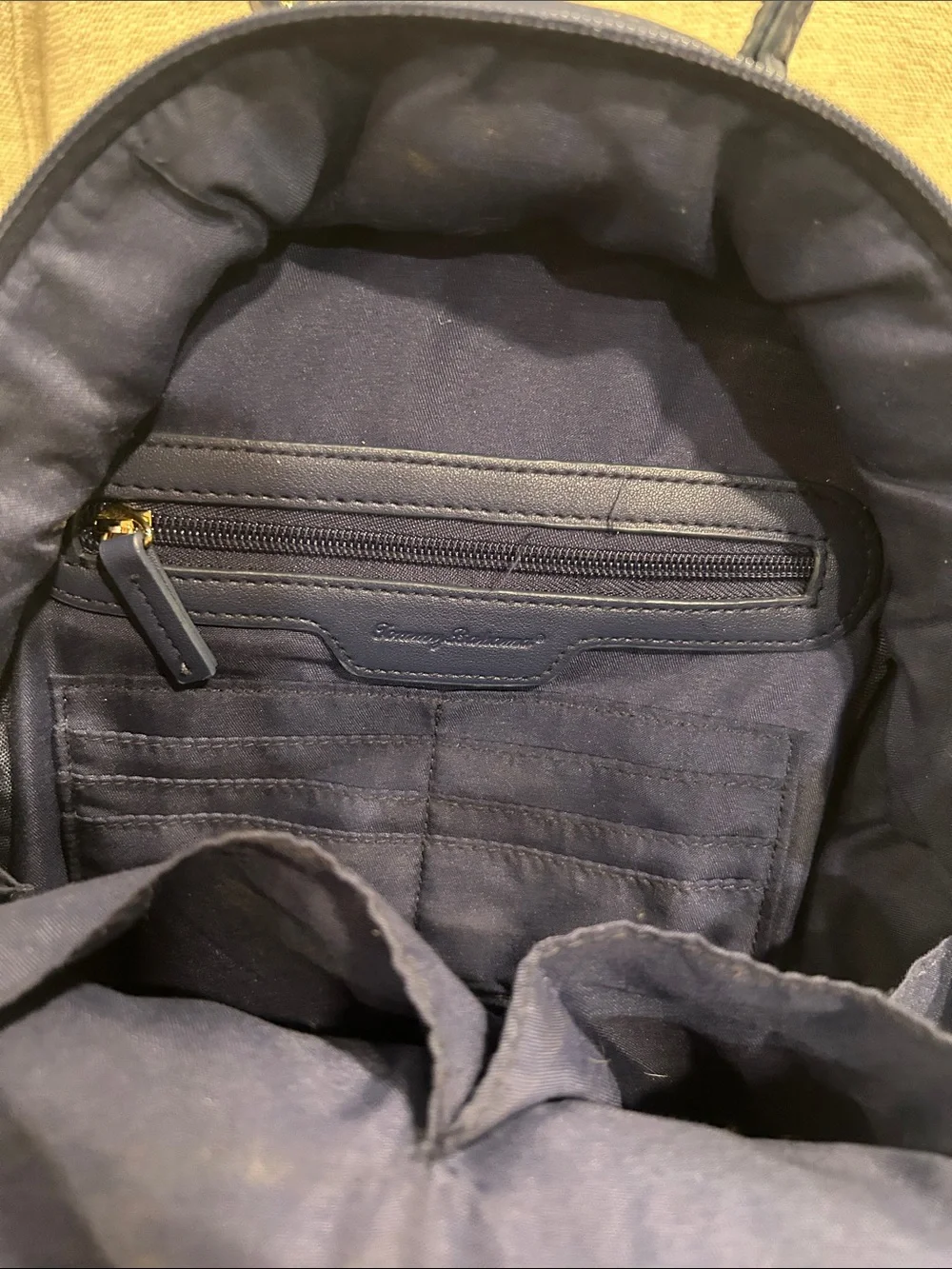 Tommy Bahama Multicolor Striped Woven Mini Backpack with Navy Trim